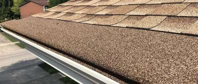 A shot of a gutter from below.